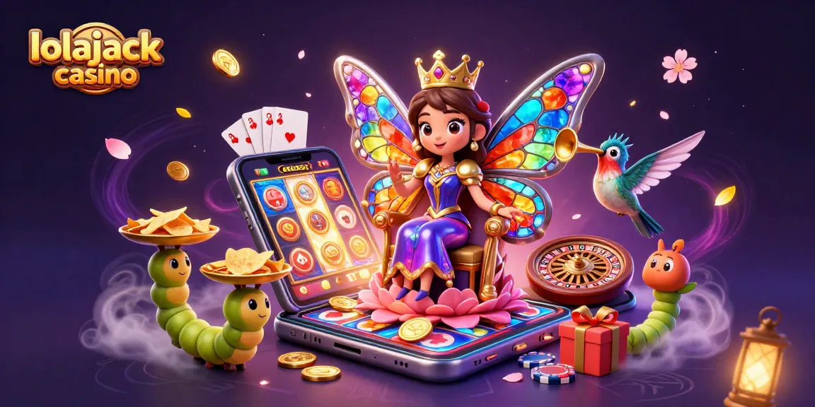 Experience the excitement of lolajack casino with a vibrant 3D illustration showcasing colorful slots and engaging gameplay.