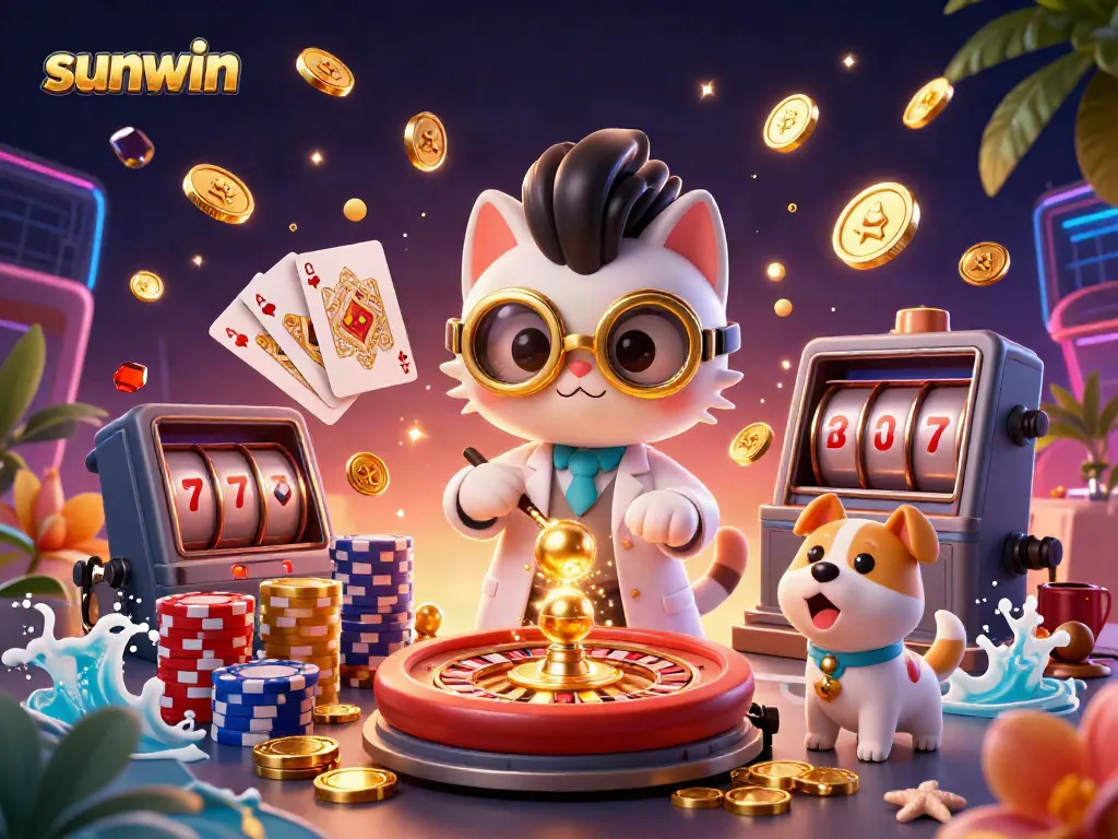 Experience thrilling gameplay with the sunwin app, showcasing vibrant casino elements and dynamic characters.