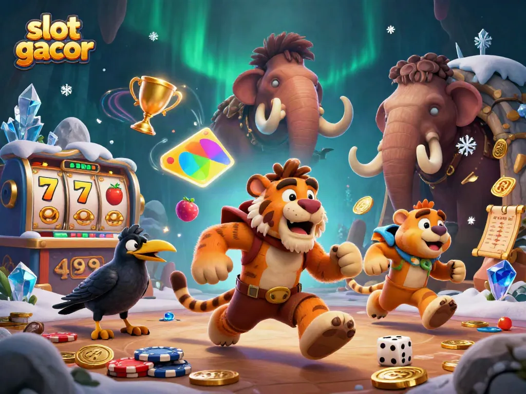 Experience the excitement of slot gacor with caveman characters in a prehistoric casino setting.